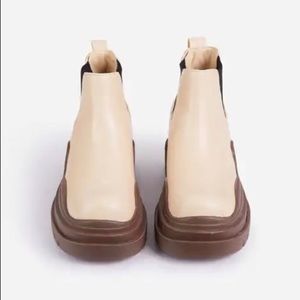 UNWORN Chunky Sole Ankle Chelsea Boot In Nude